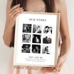 "Our Story" Toile de collage photo personnalisée pour couple, ton partenaire