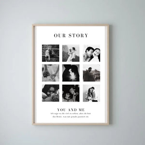 "Our Story" Toile de collage photo personnalisée pour couple, ton partenaire
