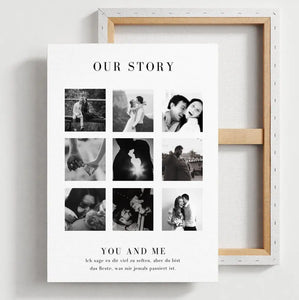"Our Story" Gepersonaliseerd fotocollage op canvas voor koppels, je partner