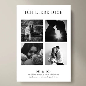 "Ich liebe dich" Personalisierte Foto-Collage Poster für Pärchen, deinen Partner