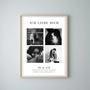 "Ich liebe dich" Personalisierte Foto-Collage Poster für Pärchen, deinen Partner