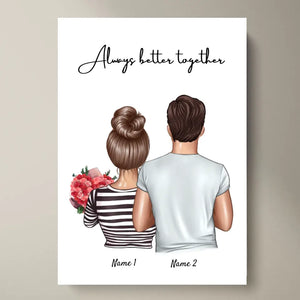 Couple Heureux - Poster Personnalisé (Couple, 1-3 enfants)