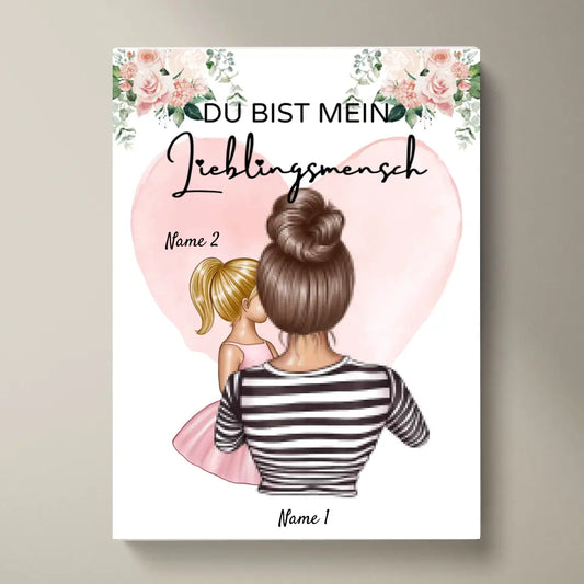 Mama, mijn favoriete persoon - Gepersonaliseerde poster (moeder met 1-4 kinderen)