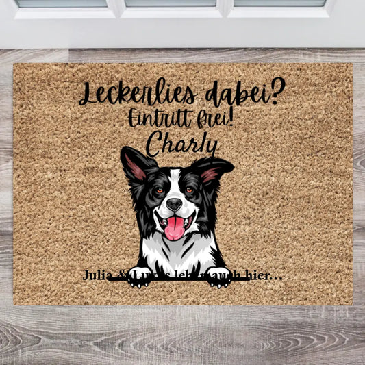 Leckerlies dabei? Eintritt Frei - Personalisierte Fußmatte mit Haustieren