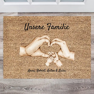 Gepersonaliseerde deurmat "Onze familie" (ouders, kinderen & huisdieren)