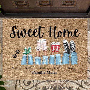 Sweet Home - Gepersonaliseerde deurmat voor binnen & buiten (2-8 personen, kinderen & huisdieren)