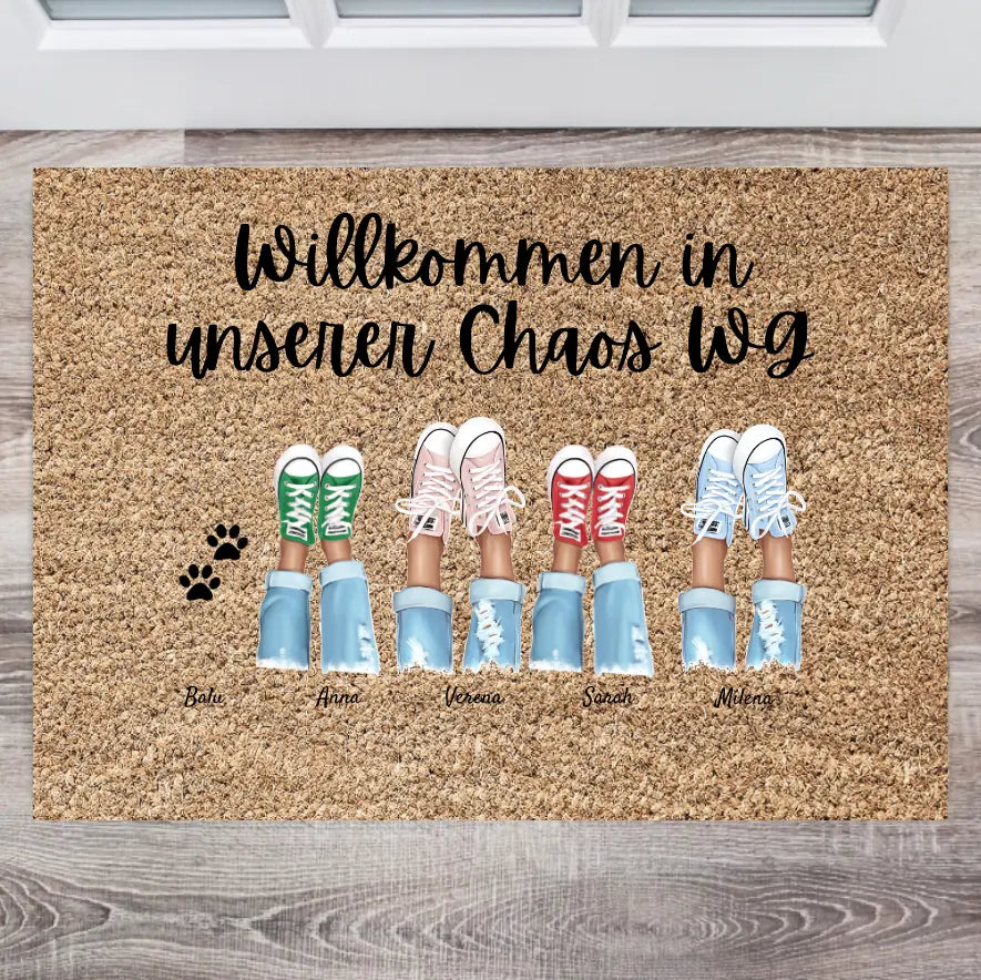 Onze Chaos WG - Gepersonaliseerde deurmat (2-8 personen, kinderen & huisdieren)