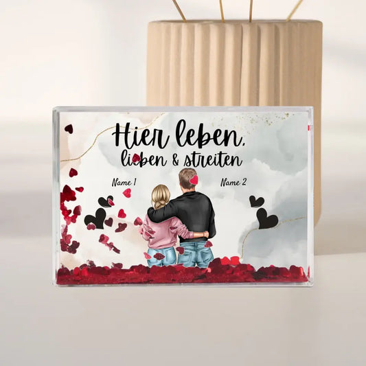 Gepersonaliseerd schuddend frame - Beste koppel, sneeuwbolcadeau, hart confetti