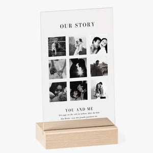 "Our Story" Couverture acrylique personnalisée pour couple - collage de photos (4-9 photos)