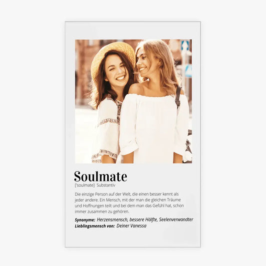 Soulmate Definition Gepersonaliseerd acrylglasplaatje voor vriendinnen, broers en zussen, stellen