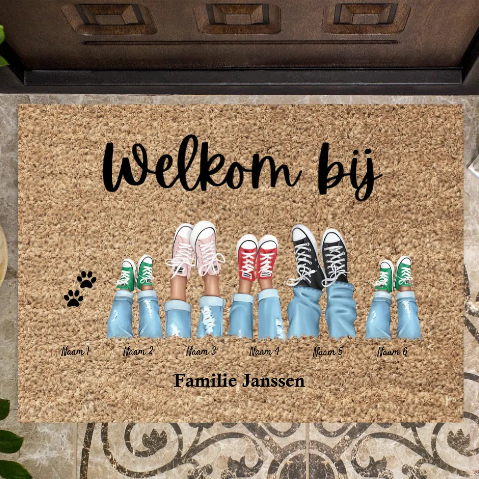 Welkom bij onze familie - Persoonlijke familie deurmat