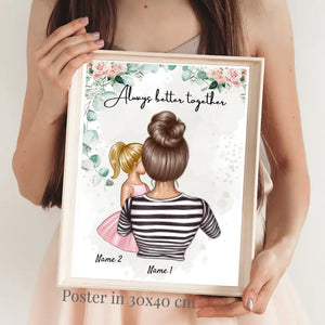 Beste Mama - Personalisiertes Poster (Frau mit 1-4 Kindern)