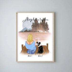 Vrouw met huisdier (hond of kat) - Persoonlijke Poster