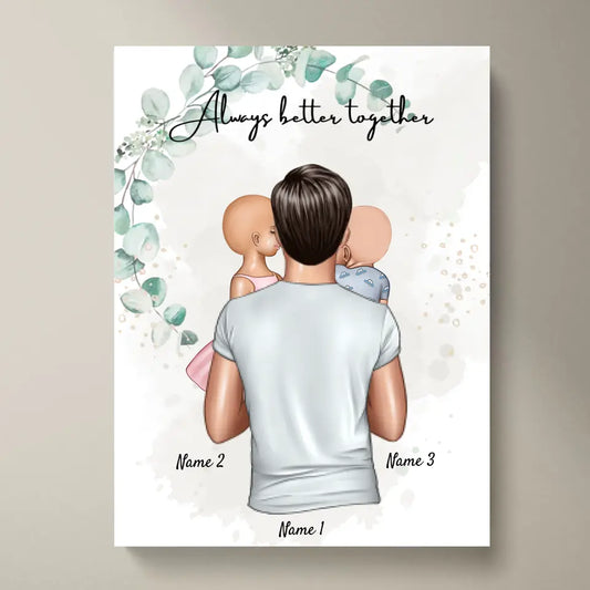 Meilleur papa avec des enfants - Poster Personnalisé