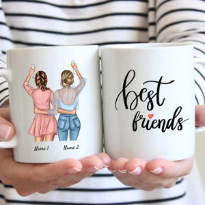 Les meilleurs amis Cheers - Tasse personnalisée (pour les petites amies et les sœurs)