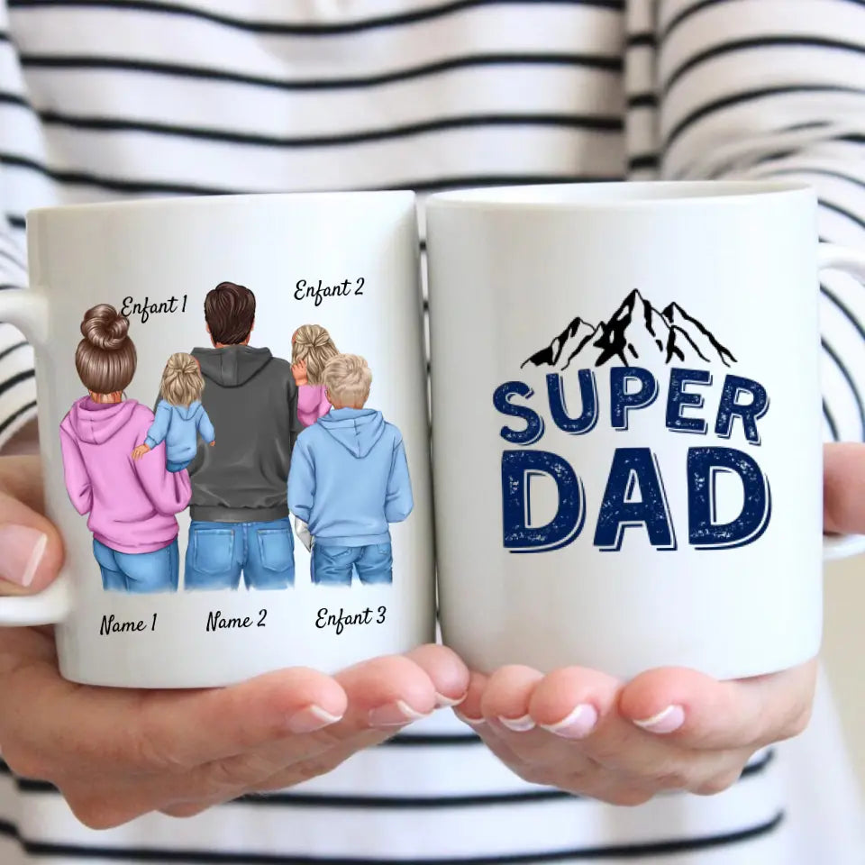 Super dad - Mug personnalisé (1-4 kinderen, adolescenten)