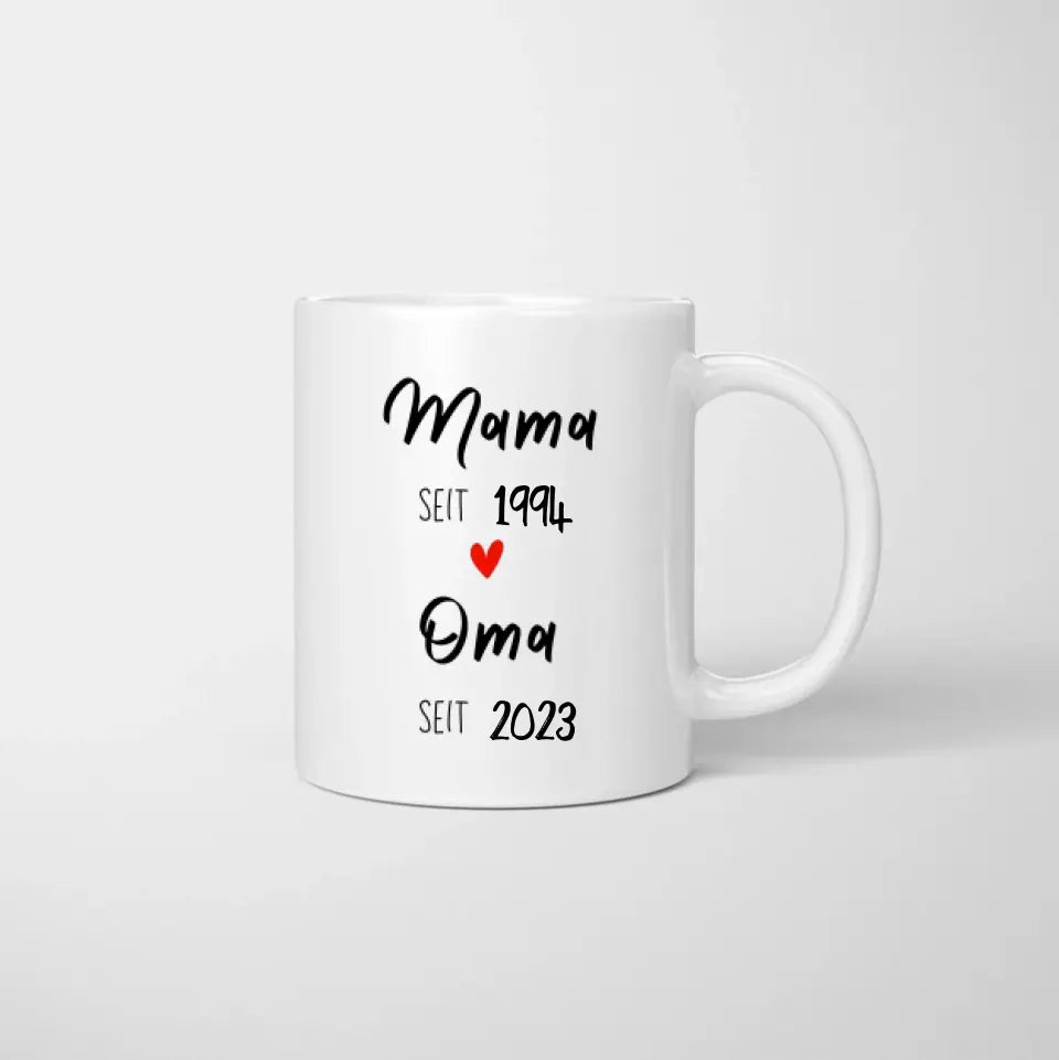 Van mama naar oma - gepersonaliseerde mok voor de aankondiging (mama sinds, oma sinds, jaar)