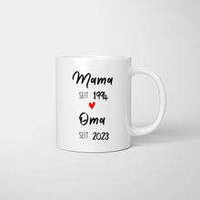 Afbeelding in Gallery-weergave laden, Van mama naar oma - gepersonaliseerde mok voor de aankondiging (mama sinds, oma sinds, jaar)
