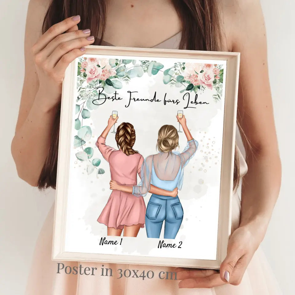 Beste Freundinnen/ Schwestern - Personalisiertes Poster