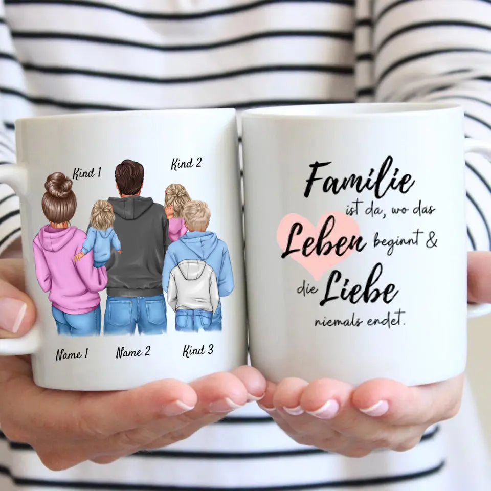 Meine Familie - Personalisierte Tasse (1-4 Kinder)