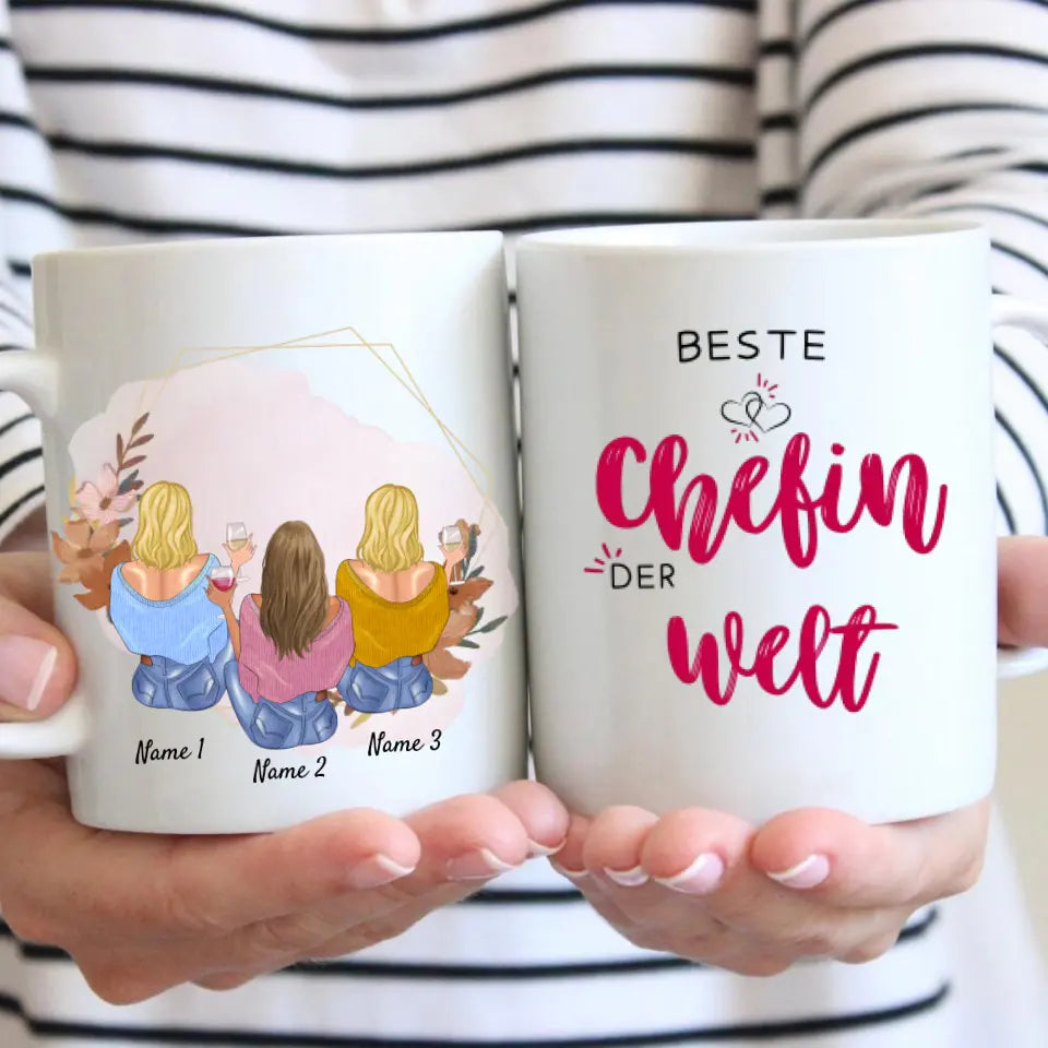 Meilleure patronne du monde - Mug personnalisé pour patronne/collègues de travail - Cadeau bureau, job (2-4 personnes)