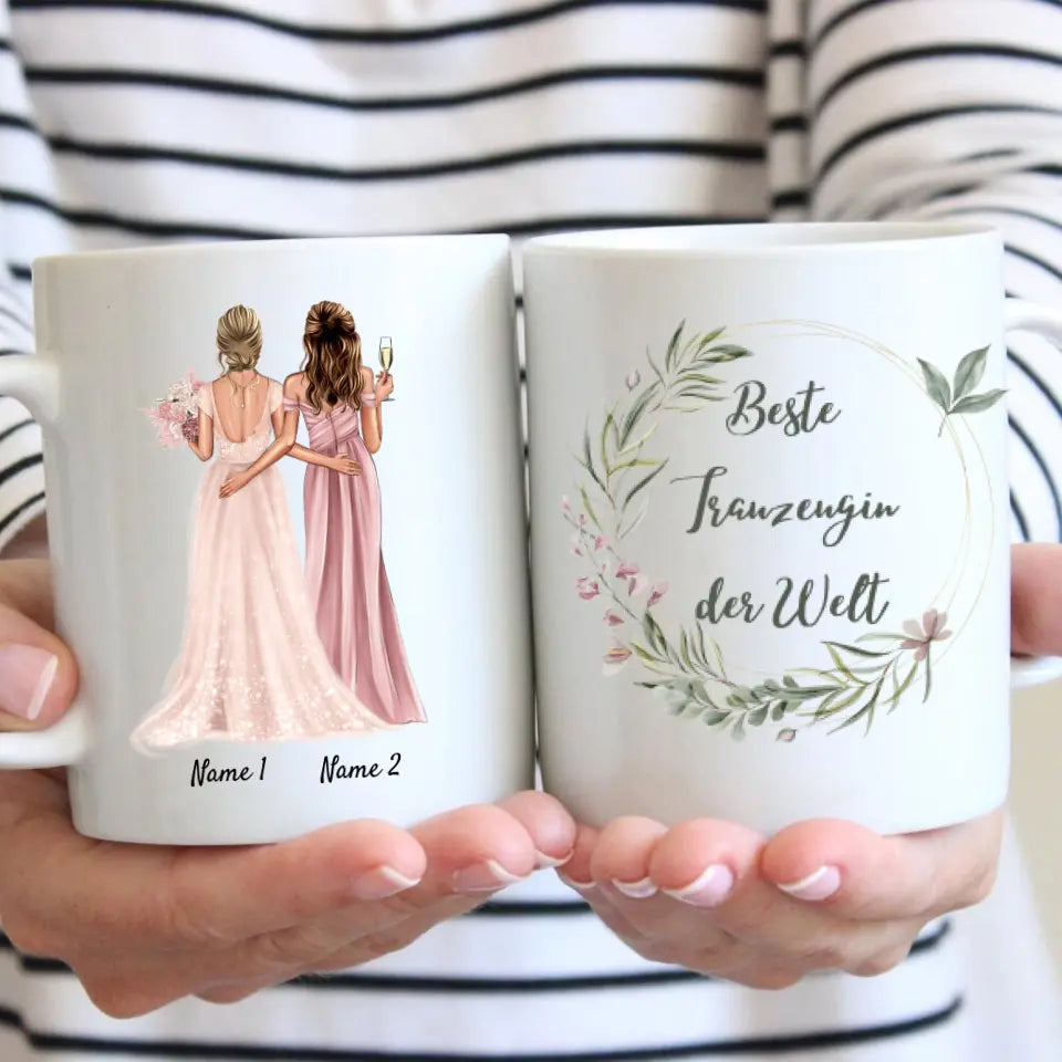 Mariée avec demoiselle d'honneur / demoiselle d'honneur - Tasse de fiançailles / mariage personnalisée