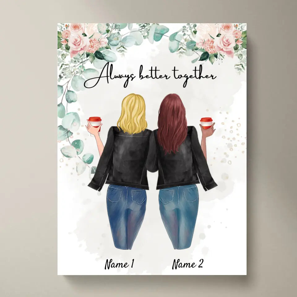 Best Friends Leatherjacket - Personalized Poster (2-3 Persons)