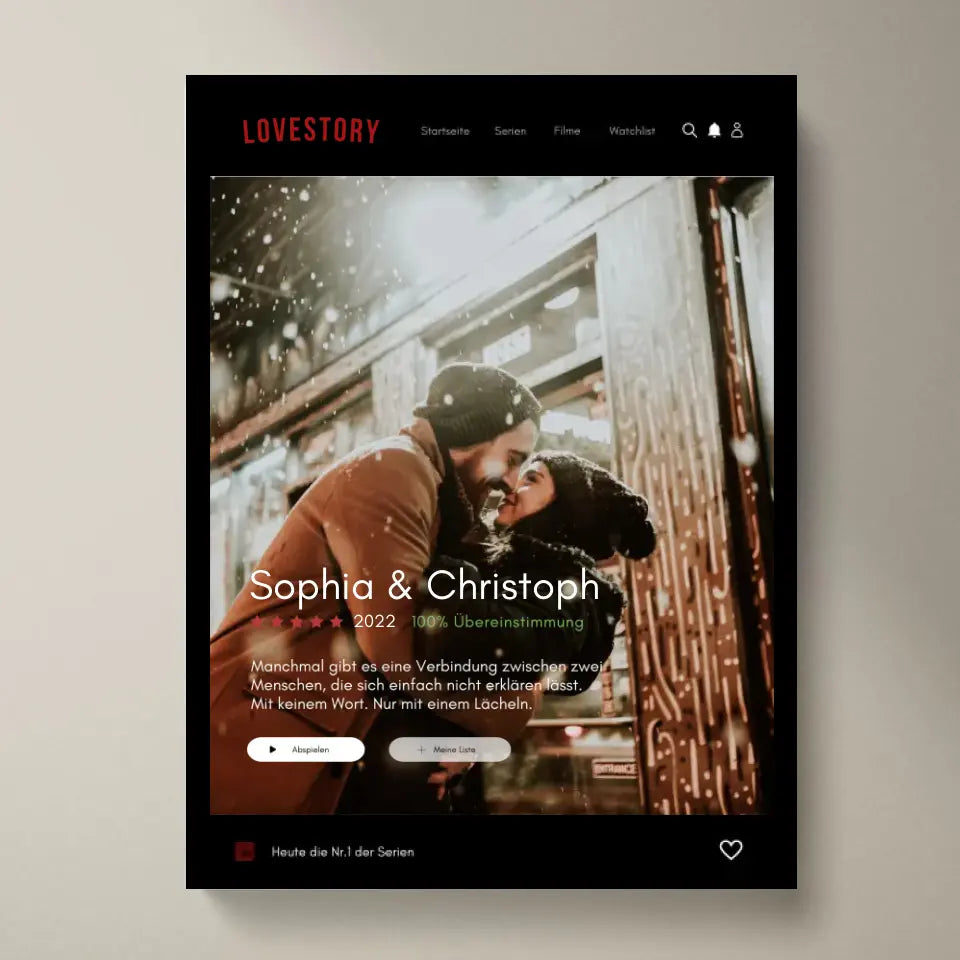 Lovestory Serien-Cover Poster - Personalisiertes Netflix Filmposter