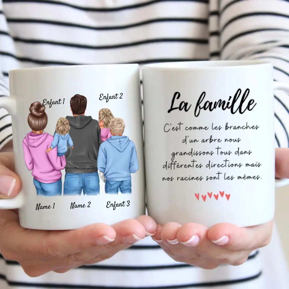 Ma famille - Mug personnalisé (1-4 kinderen, adolescenten)