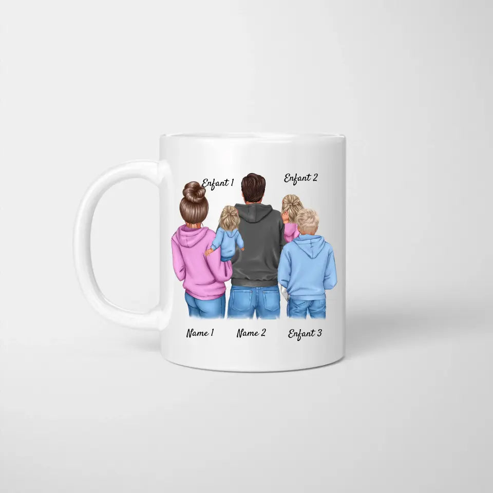 Ma famille - Mug personnalisé (1-4 kinderen, adolescenten)