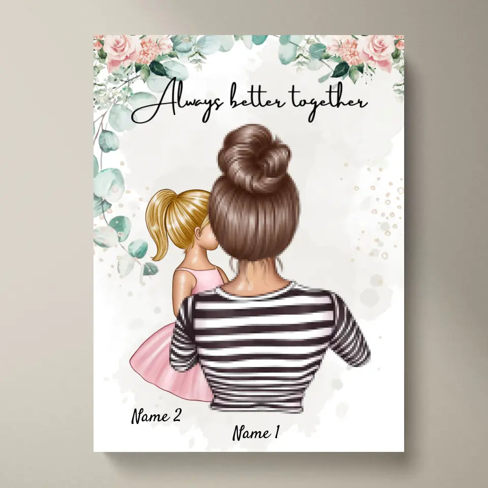 Beste Mama - Personalisiertes Poster (Frau mit 1-4 Kindern)