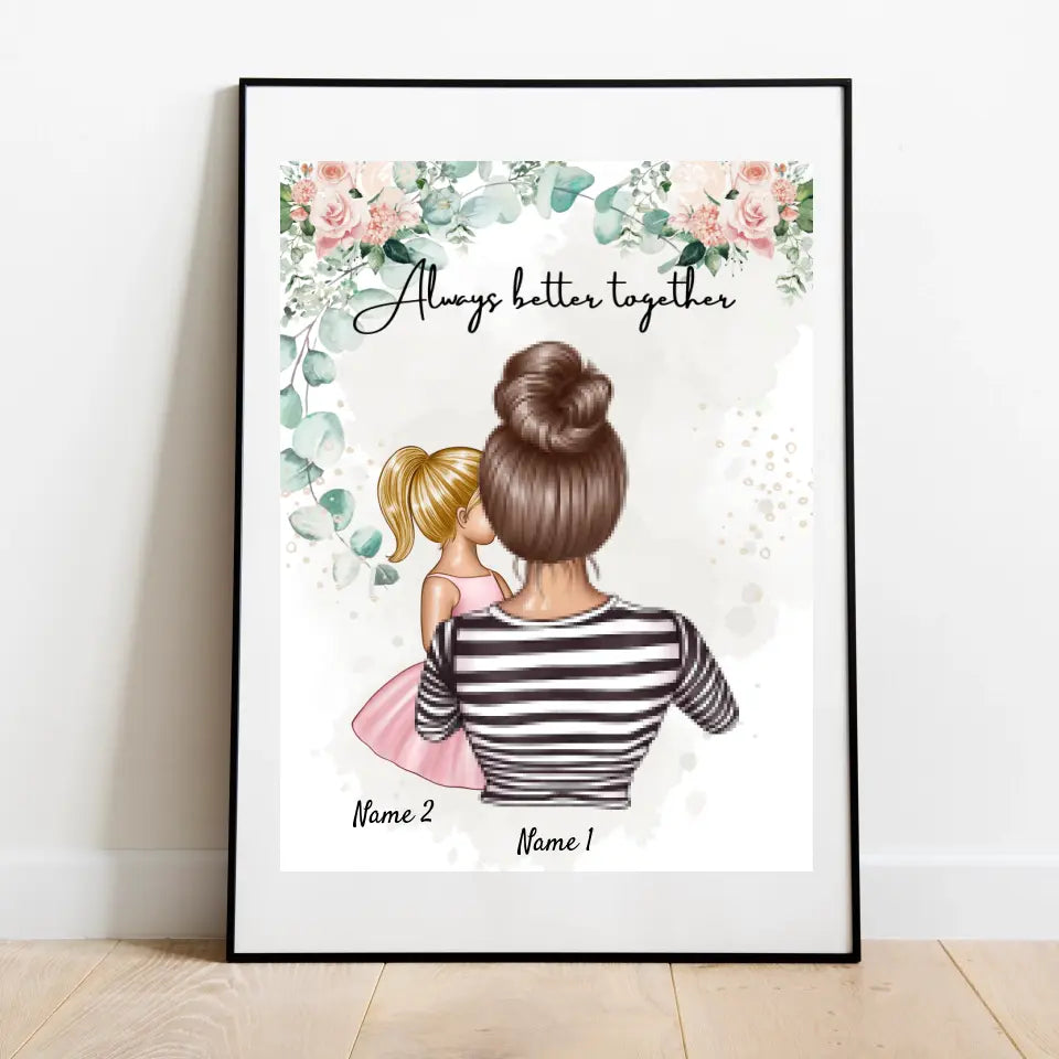 Meilleure maman - Poster Personnalisé (femme avec 1 ou 2 enfants)