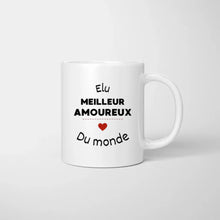 Laden Sie das Bild in den Galerie-Viewer, Élu meilleur amoureux du monde -  Mug personnalisé pour couple (homme &amp; femme)
