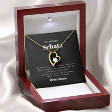Afbeelding in Gallery-weergave laden, Letzte Liebe - Halskette mit Gold-Herzanhänger &amp; personalisierter Geschenk-Karte (Valentinstagsgeschenk)
