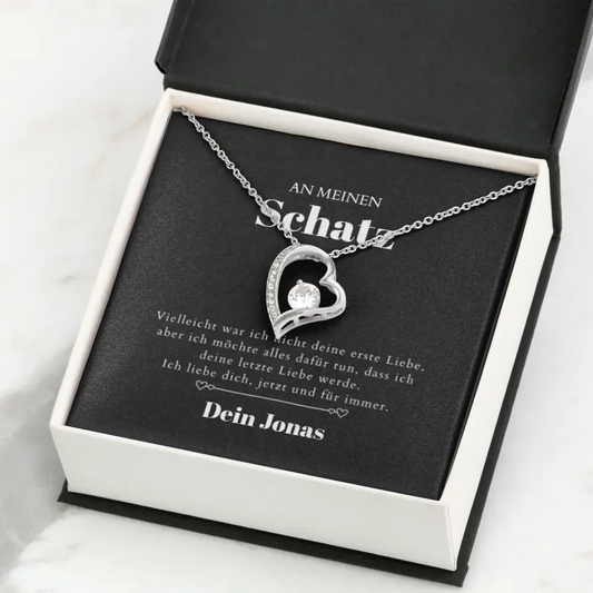 Last Love - Ketting met gouden harthanger en gepersonaliseerde cadeaubon (Valentijnsdagcadeau)