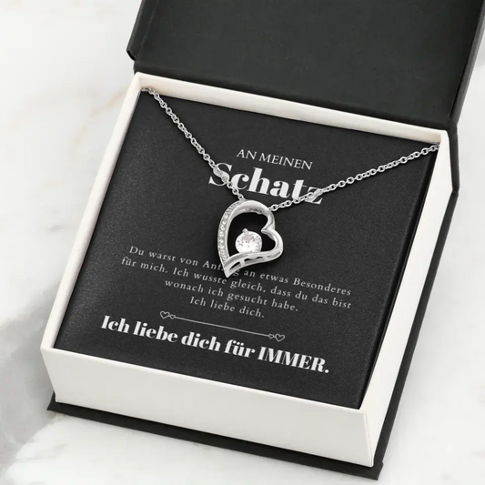 Ik hou van je gouden hart hanger ketting & gepersonaliseerde kaart (Valentijnsdagcadeau)