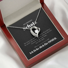 Afbeelding in Gallery-weergave laden, Ich liebe dich - Halskette mit Gold-Herzanhänger &amp; personalisierter Karte (Valentinstagsgeschenk)

