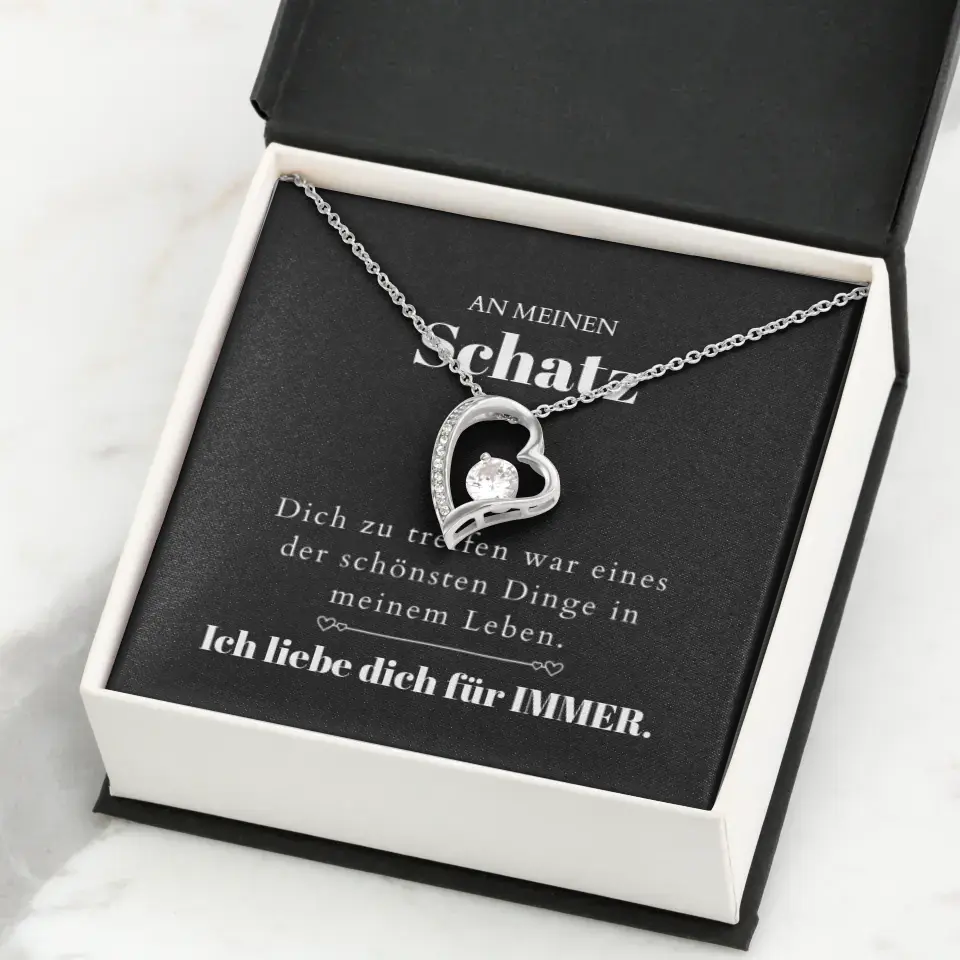 To Meet You - Collier avec pendentif doré et carte personnalisée (Cadeau Saint Valentin)