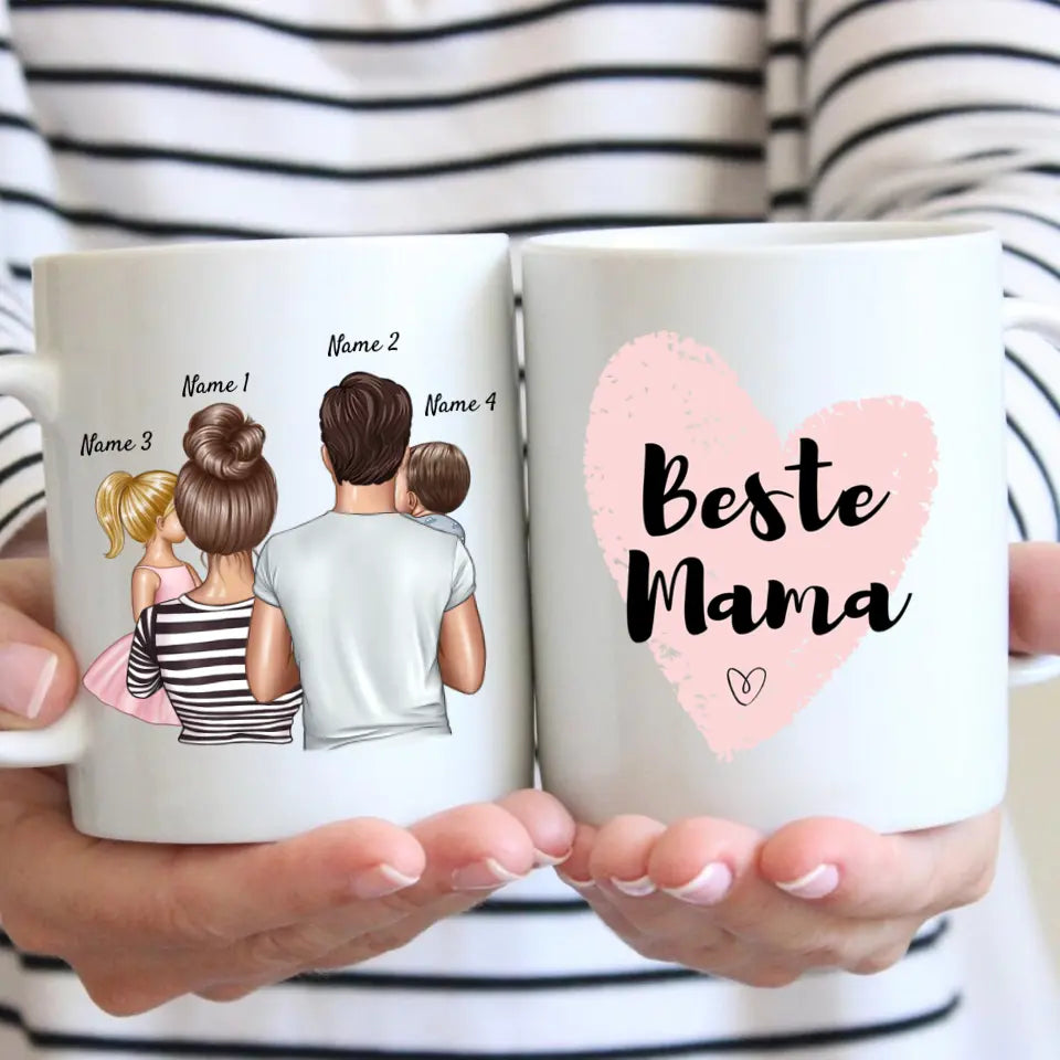 Familie ist da - Personalisierte Tasse (Eltern mit Kinder)