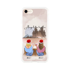 Christmas - Best Friends with Drink Personalized Phone Case (2-4 Women)