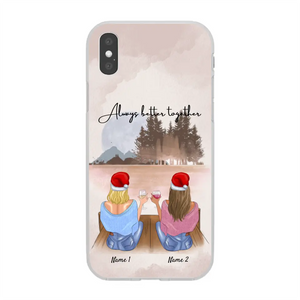 Christmas - Best Friends with Drink Personalized Phone Case (2-4 Women)