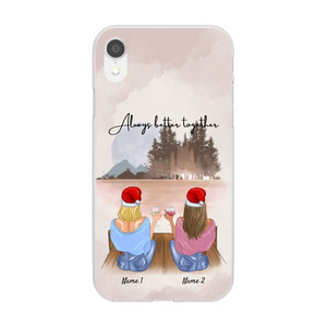Christmas - Best Friends with Drink Personalized Phone Case (2-4 Women)
