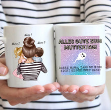 Load image into Gallery viewer, Danke Mama, dass du mich nicht geschluckt hast - Personalisierte Tasse (Frau mit 1-4 Kinder) Muttertag
