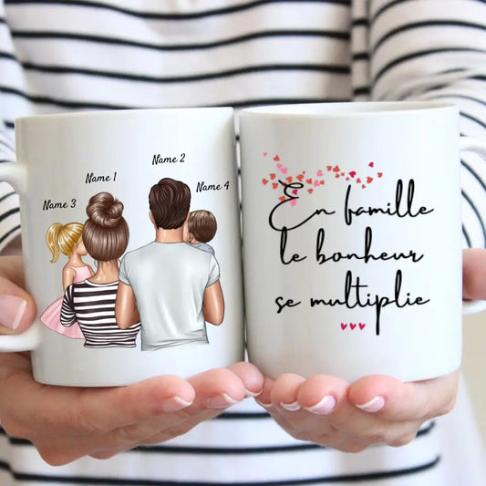 Ma famille, parents avec enfants - Mug personnalisé (1-4 enfants)