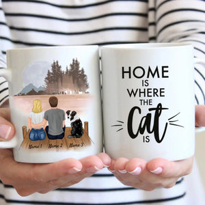 Couple with Pet - Personalised Mug (Dog, Cat)