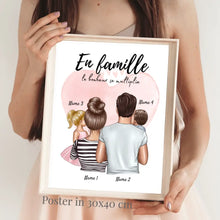 Load image into Gallery viewer, Gelukkig gezin, Famille heureuse - Poster gepersonaliseerd (Ouders met 1-3 kinderen)
