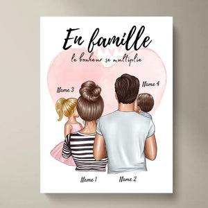 Happy Family, Famille heureuse - Poster Personnalisé (Parents avec 1-3 enfants)