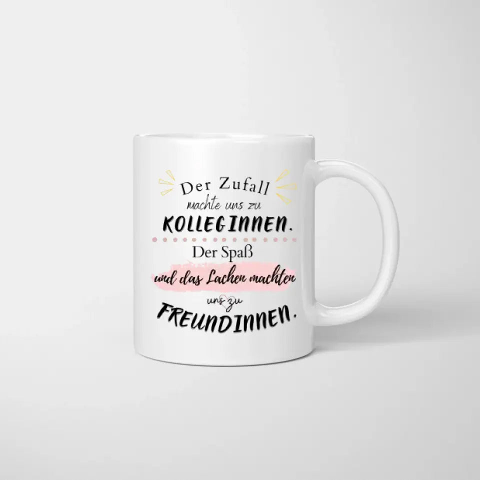 Beste Kolleginnen mit Lederjacke & Getränk - Personalisierte Tasse (2-3 Personen)