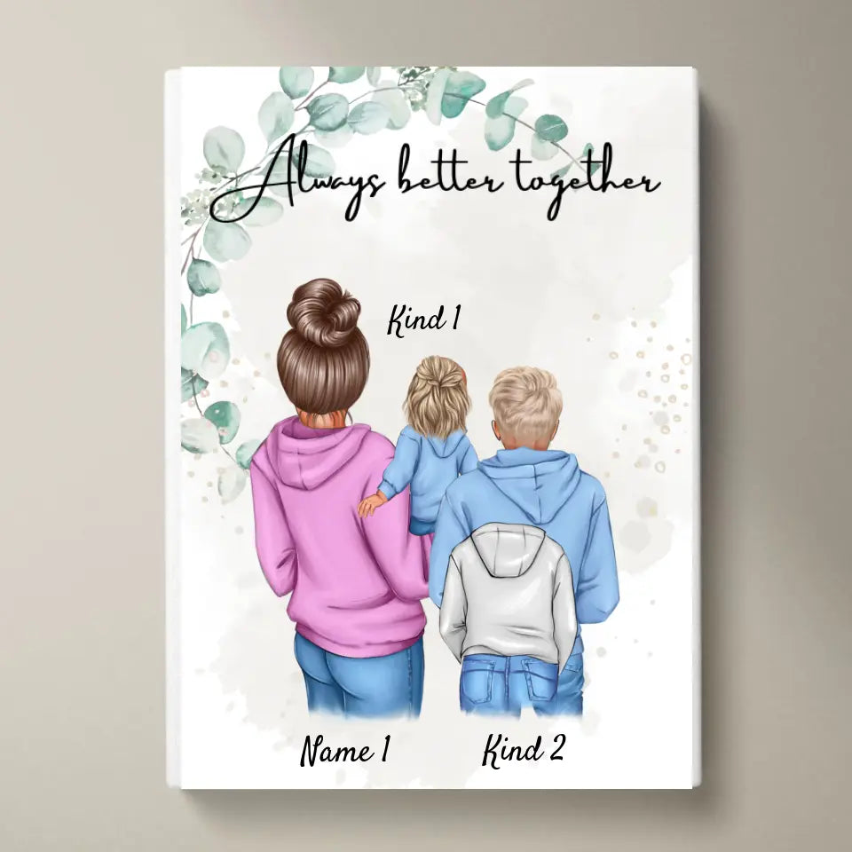 Meilleure maman Poster - Poster personnalisé (1-4 enfants, adolescents)