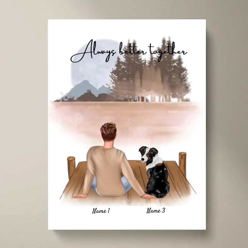 Herrchen mit Haustier - Personalisiertes Poster (Mann mit Hund oder Katze)